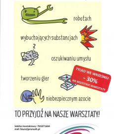 TYLKO WE WRZEŚNIU 30% RABATU NA WSZYSTKIE WARSZTATY!